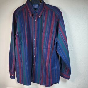 Vintage Pendleton Button Down 100% Virgin Wool Shirt, Medium Purple Blue Stripes